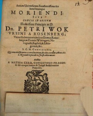 Concio in obitum illustr. principis ... Ursini á Rosenberg