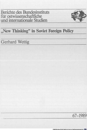 "New thinking" in Soviet foreign policy