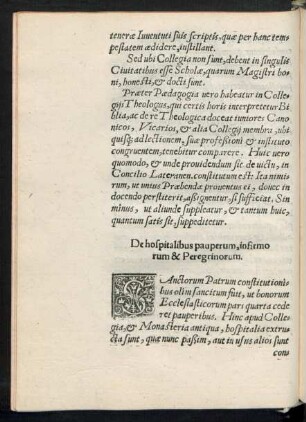 De hospitalibus pauperum, infirmorum & Peregrinorum.