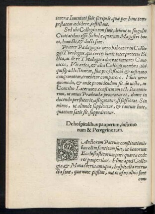 De hospitalibus pauperum, infirmorum & Peregrinorum.