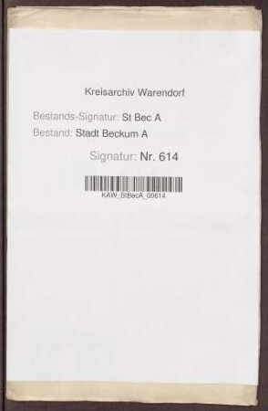 Dechant Callenberg ./. Stadt Beckum wegen des Verkaufs einer Rente (1708)