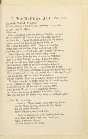 III. Die klassische Zeit 1750 - 1832