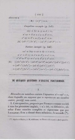 De quelques questions d´analyse indéterminée.