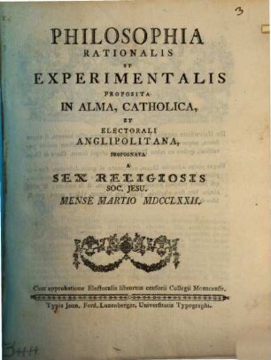 Philosophia Rationalis Et Experimentalis