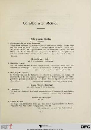 Gemälde alter Meister (Nr. 1-134)