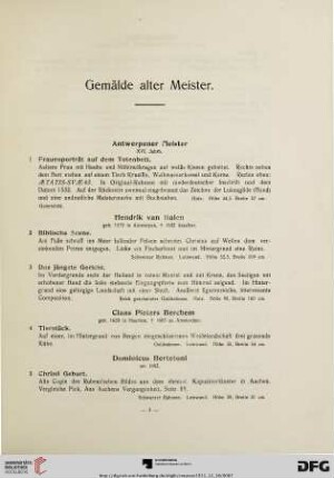 Gemälde alter Meister (Nr. 1-134)
