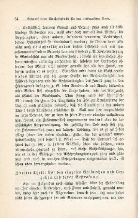Zweiter Theil: Von den einzelnen Verbrechen und Vergehen und deren Bestrafung