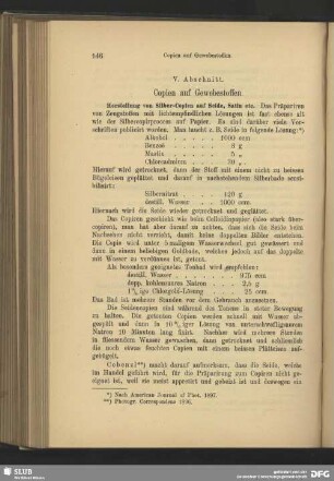 V. Abschnitt, Copien auf Gewebestoffen