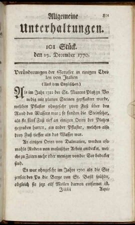 101 Stück. den 29. December 1770.