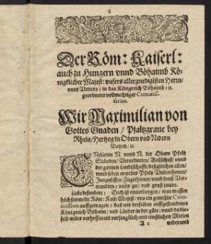 1-13, Der Fürstl. Durchl. Hertzog Maximiliani in Bayrn...