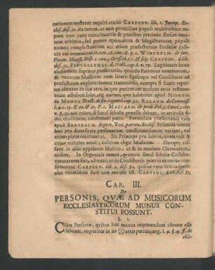 Cap. III. De Personis, Quae Ad Musicorum Ecclesiasticorum Munus Constitui Possunt.
