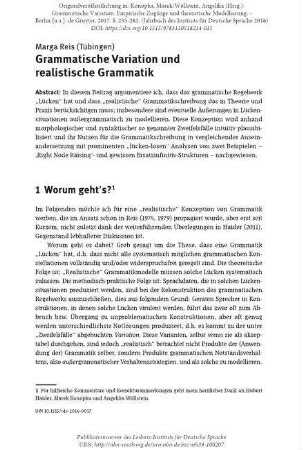 Grammatische Variation und realistische Grammatik