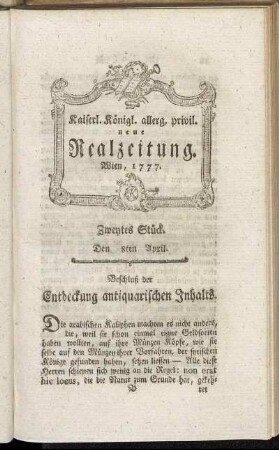 Zweytes Stück. Den 8ten April.