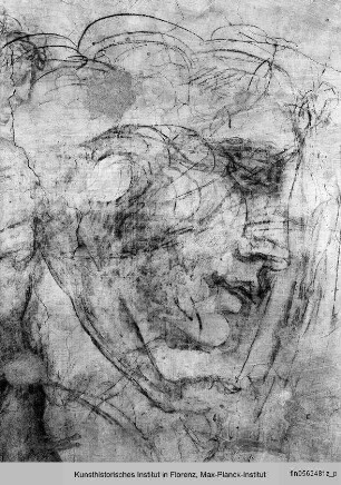 Wandzeichnungen an der Ostwand: männliche Figur, stehende weibliche Figur, weiblicher Kopf im Profil, Beine im Profil : Weiblicher Kopf in Profilansicht