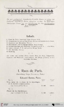 1. Rues de Paris. Sammlung Hugo Strauss, Paris (Nr. 1-15)