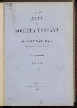 12: Atti della Società Toscana di Scienze Naturali