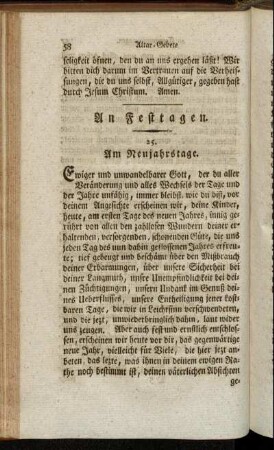 An Festtagen.