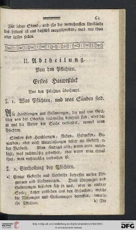 II. Abtheilung: Von den Pflichten