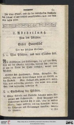 II. Abtheilung: Von den Pflichten