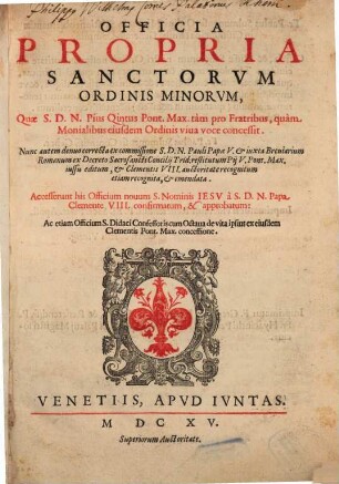 Officia propria Sanctorum ordinis minorum Franciscorum