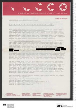 Programm 2. Semester 1973/1974