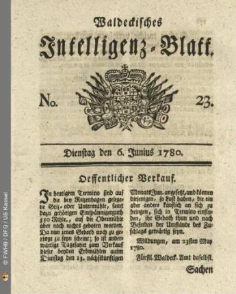 No. 23, Dienstag den 6. Junius 1780