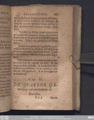 Cap. II. De Quatuor Generibus calamitatum in Ecclesia.