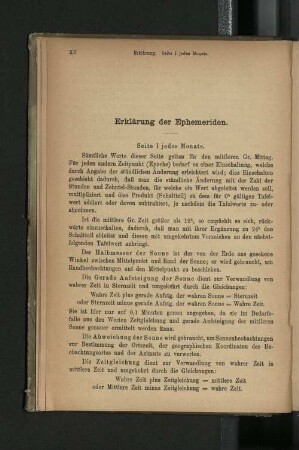 Erklärung der Ephemeriden.