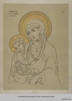 Oberkörper einer Madonna mit Kind (nach einem Bild von Sano di Pietro in der Pinacoteca in Siena)