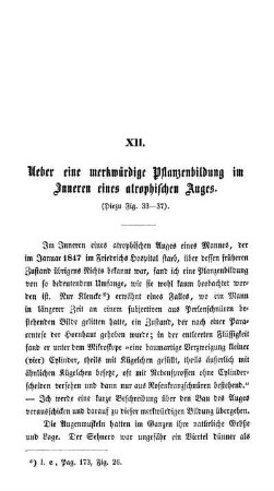 XII. Ueber eine merkwürdige Pflanzenbildung im Inneren eines atrophischen Auges