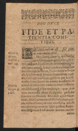 Fide Et Patienetia Comitibus.