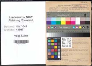Entnazifizierung Luise Vogt , geb. 03.05.1908 ()