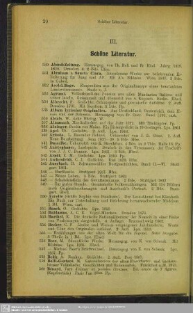 III. Schöne Literatur
