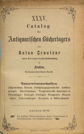 Lager-Katalog. 35. 1882