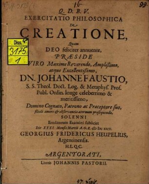 Exercitatio philos. de creatione