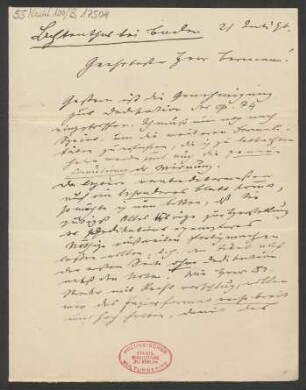 Brief an ... Bermann und B. Schott's Söhne : 21.07.1890