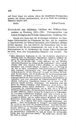 Festschrift zum 50jährigen Jubiläum des Wilhelm-Gymnasiums zu Hamburg 1881 - 1931, hrsg. vom Lehrerkollegium des Wilhelm-Gymnasiums : Hamburg, 1931
