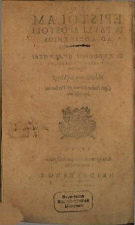 In Epistolam D. Pauli Apostoli Ad Corinthios Posteriorem D. Rodolphi Gualtheri Pastoris Ecclesiae Tigurinae Homiliarum archetypi : Cum Indice Rerum & Verborum copiosissimo