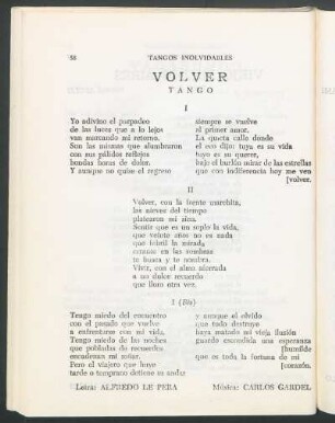 Volver : Tango