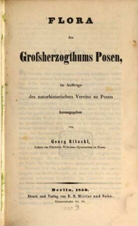 Flora des Grossherzogthums Posen
