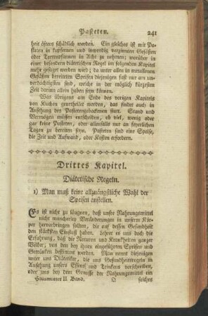 Drittes Kapitel. Diätitische Regeln.