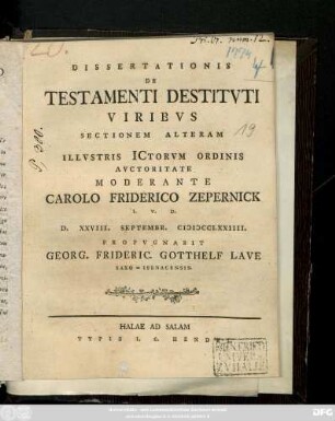 Sectio 2: Dissertatio Inavgvralis Ivridica De Testamenti Destitvti Viribvs
