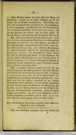 Die baulichen Einrichtungen einer Straf-Anstalt betreffend. (Hierzu gehören 7 Pläne)