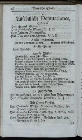 V. Ansehnliche Deputationes.