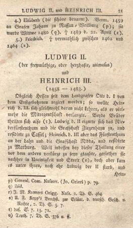 Ludwig II. (der freymüthige, oder herzhafte, animosus) und Heinrich III. (1458 - 1483.)