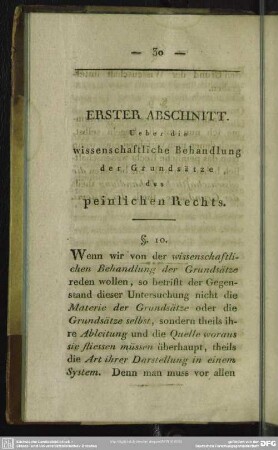 Erster Abschnitt. Ueber die wissenschaftliche Behandlung der Grundsätze des peinlichen Rechts