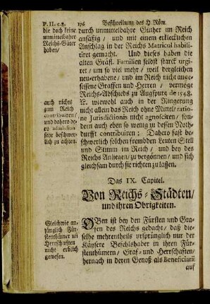 Das IX. Capitel. Von Reichs-Städten und ihren Obrigkeiten