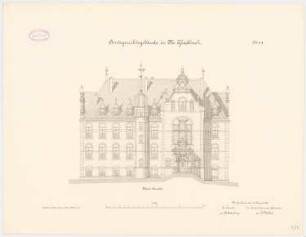 Amtsgericht und Gefängnis, Mönchengladbach: Gericht: Aufriss Nordansicht 1:100