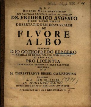 Dissertationem Inavgvralem De Flvore Albo