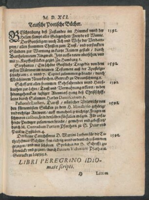 Libri Peregrino Idiomate scripti.
